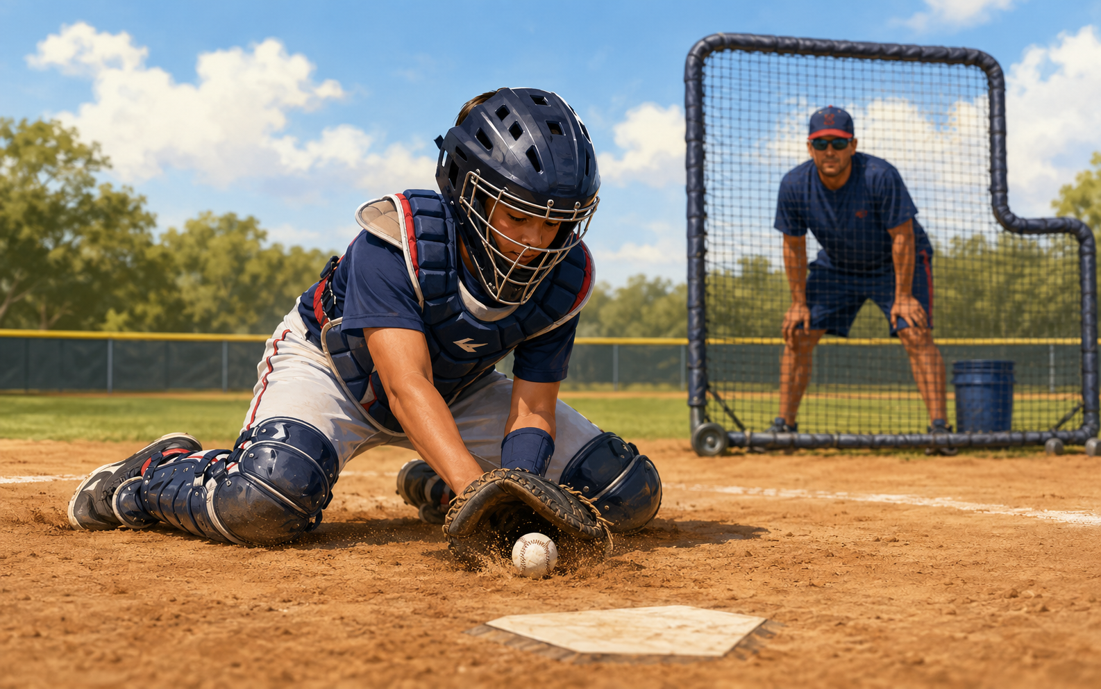 Block and Recover youth baseball drill demonstration